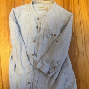 Zara Boys Mandarin Collar Light Blue Button-Up Shirt Size 9/10